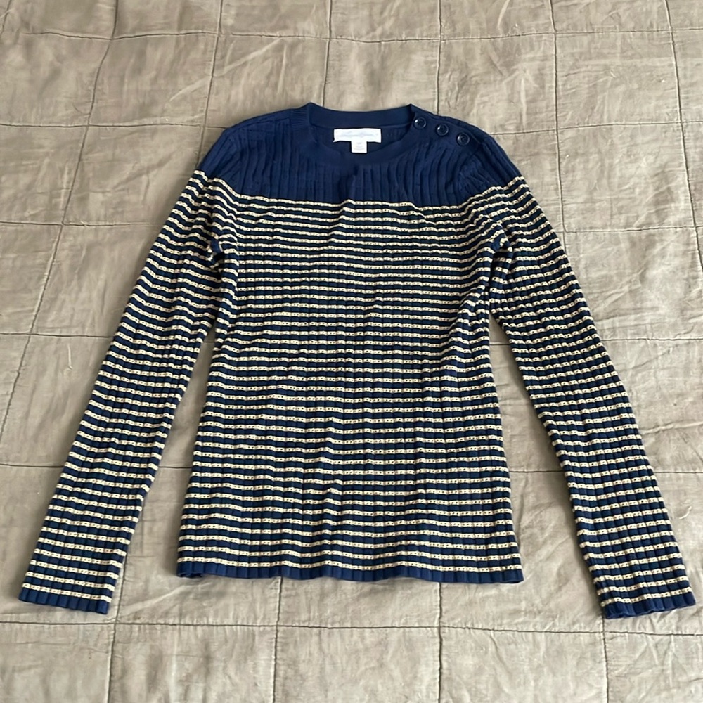 Treasure & Bond Striped Pointelle Long Sleeve